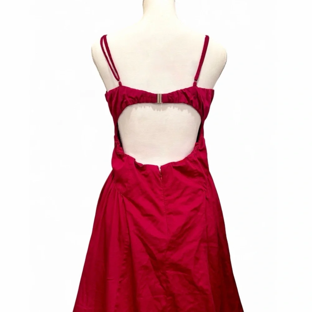Abercrombie & Fitch Fuschia Pink Open Back Maxi Dress Gown Cotton Formal LT